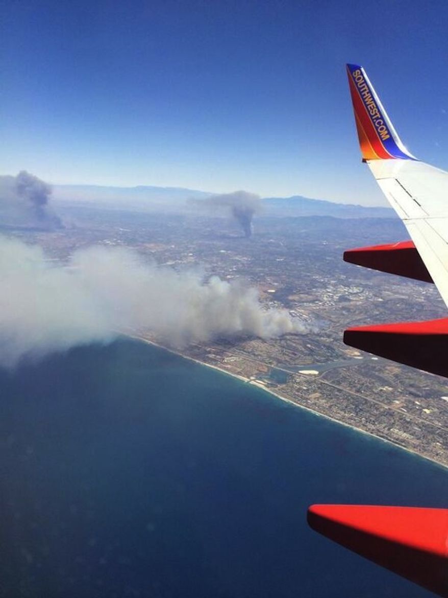 Multiple brush fires have broken out in San Diego County, forcing thousands of people to evacuate from their homes. (Image: Twitter, Tim Ballisty of The Weather Channel)