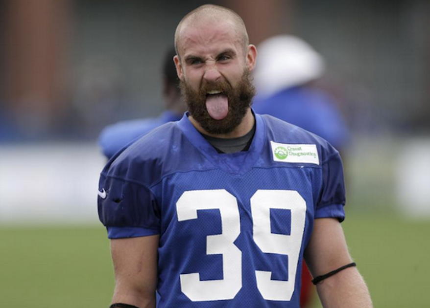 Former Giants safety Tyler Sash was arrested for public intoxication and interference with official acts early Saturday after he fled from police on a scooter and had to be shot with a Taser gun to get under control, police said. (Seth Wenig/Associated Press)