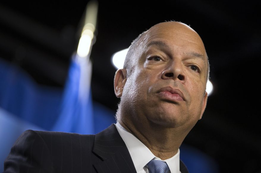 **FILE** Department of Homeland Security Secretary Jeh Johnson speaks during a news conference in Washington on March 18, 2014. (Associated Press)