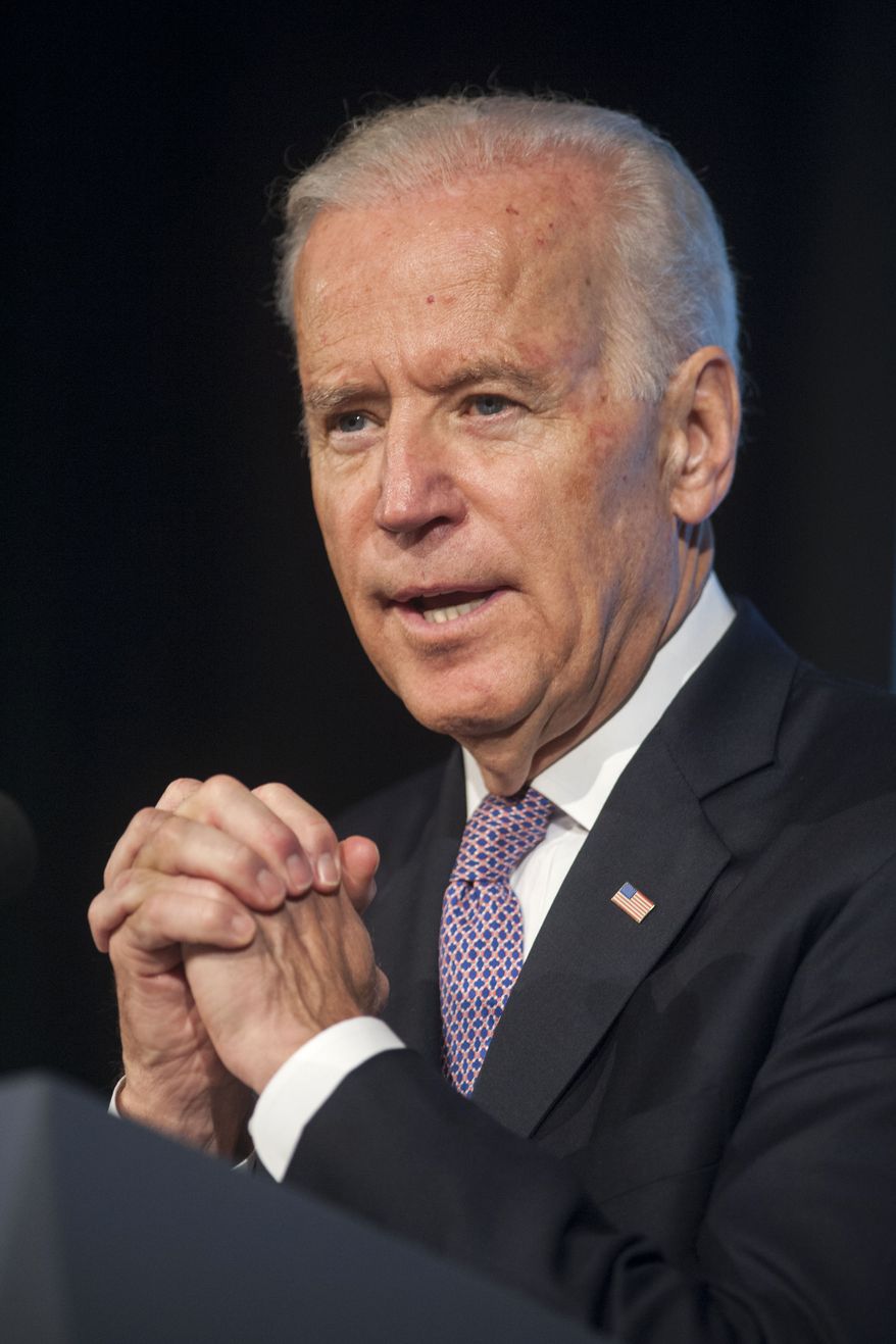 Vice President Joe Biden speaks about the Obama administration's job-driven training agenda at the Change the Equation’s National STEM (Science, Technology, Engineering, and Mathematics) Summit, Friday, May 16, 2014, in Arlington, Va. Change the Equation is a non-profit dedicated to mobilizing the business community to improve K-12 education in Science, Technology, Engineering, and Mathematics (STEM). (AP Photo/Kevin Wolf)