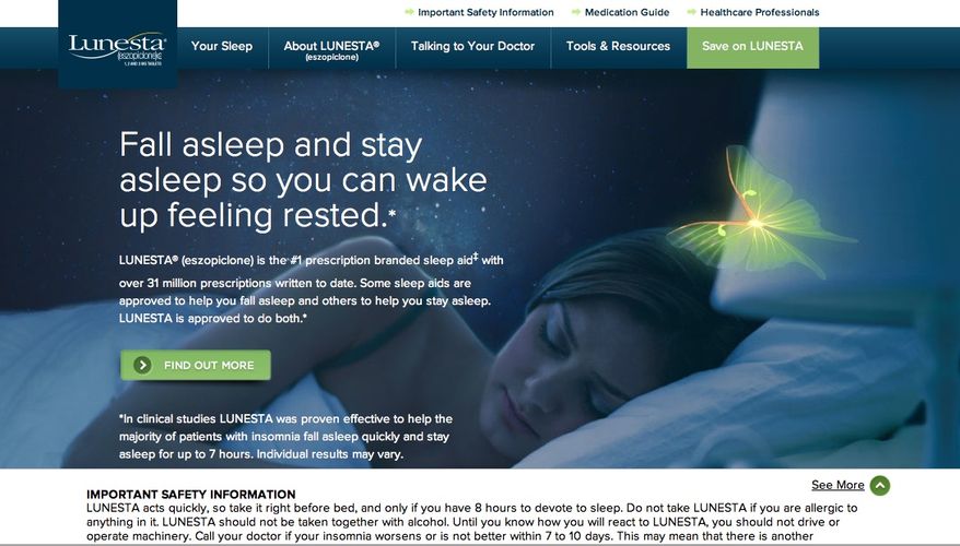 Screen grab of http://www.lunesta.com