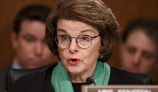 ** FILE ** Sen. Dianne Feinstein, California Democrat, has characterized the new House select committee tasked with investigating the Sept. 11, 2012, attack on the U.S. diplomatic post in Benghazi, Libya, as &quot;a hunting mission for a lynch mob.&quot; Democrats have yet to decide if they will appoint any members to the panel. (Associated Press)