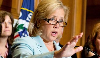 ** FILE ** In this Oct. 3, 2013, file photo, Sen. Mary Landrieu, D-La., speaks at a news conference in Capitol Hill in Washington. (AP Photo/Evan Vucci, File)