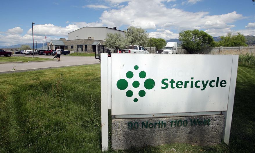FILE - In this May 30, 2013, file photo, shows the Stericycle medical waste incineration plant in North Salt Lake City. A medical waste disposal company has identified a potential new home for a new incinerator in the Utah’s remote west desert. Doctors, families and others have pressed Stericycle, Inc. to close its North Salt Lake facility, saying it blankets the adjacent neighborhood with toxic smog. Company representatives say the facility is compliant with state regulations as it appeals a violation it received in 2013. (AP Photo/The Deseret News, Jeffrey D. Allred, File) SALT LAKE TRIBUNE OUT; MAGS OUT