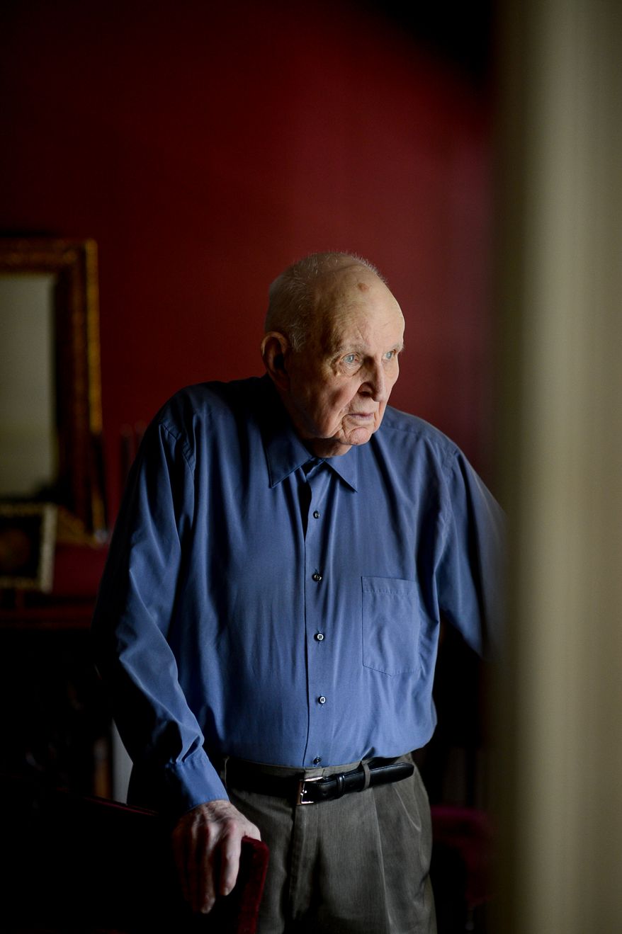 Musical Composer Frank Matthews, 88 at his home, Stafford, Va., Tuesday, May 20, 2014. Matthews, a marine who fought at Iwo Jima during World War II and composed music about his time during the war. Two of his compositions are being played by the Band of America's Few this Sunday at the National Museum of the Marine Corps. (Andrew Harnik/The Washington Times)