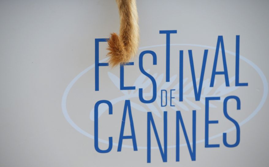 In this Saturday, May 17, 2014 file photo, the tail of a dog hangs off the edge of a table during a photo call for White God (Feher Isten) at the 67th international film festival, Cannes, southern France, Saturday, May 17, 2014. Proving that it’s a dog eat dog world, four-legged performances have stolen the show in a number of films screened at the festival from top directors including Jean-Luc Godard and David Cronenberg. And there’s no clear front runner. (AP Photo/Alastair Grant)