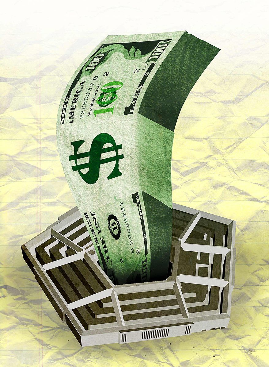 Pentagon Money Illustration by Greg Groesch/The Washington Times