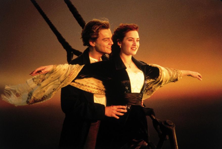 This image released by Paramount Home Entertainment shows Kate Winslet and Leonardo DiCaprio in a scene from, "Titanic." The musical "Titanic" has reversed course and will no longer steam onto Broadway this fall. Producers cited the lack of the availability of a Broadway house on Wednesday, May 21, 2014, for postponing the upcoming revival. “Revised plans will be announced as soon as scheduling allows,” they said in a statement. (AP Photo/Paramount Pictures)