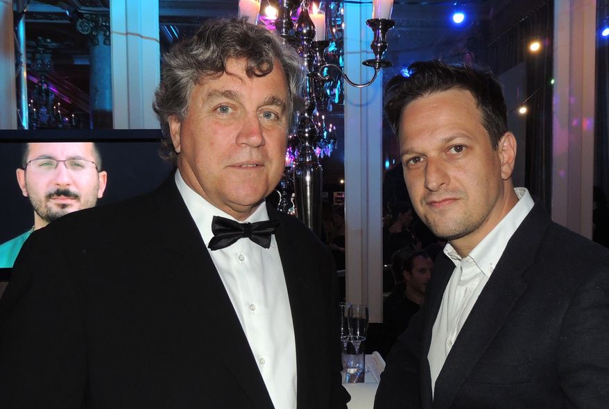 In this photo taken on Wednesday, May 21, 2014, Tom Bernard, left, president of Sony Pictures Classics and actor Josh Charles attend the Heart Fund Charity Ball in Cannes, southern France. The Heart Fund Charity Ball is designed to raise awareness and funds for the Heart Fund foundation, which provides cardiac care to children around the world. (AP Photo/Nekesa Moody)