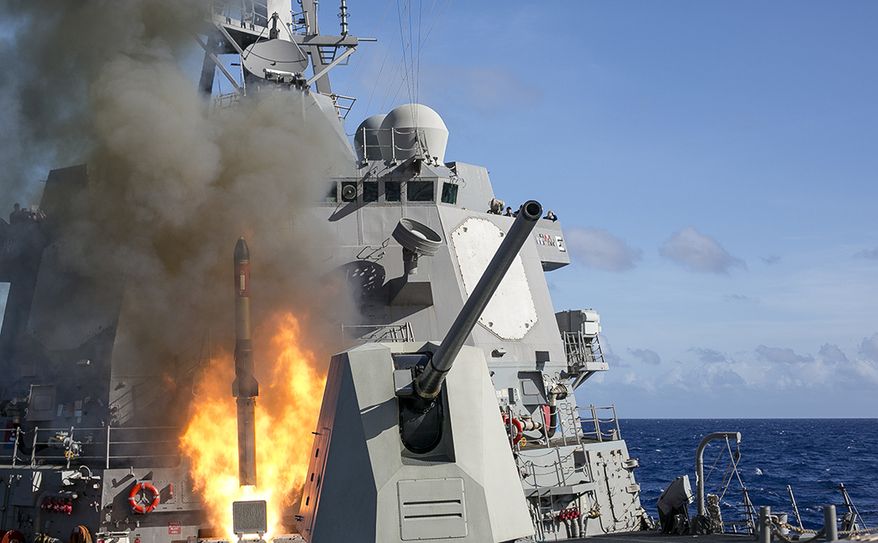 WATERS NEAR GUAM (March 23, 2014) The Arleigh Burke-class guided-missile destroyer USS Mustin (DDG 89) launches an anti-submarine rocket during a live-fire exercise. Mustin is participating in Multi-Sail 2014, an annual exercise in the 7th Fleet area of responsibility supporting security and stability in the Indo-Asia-Pacific region. (U.S. Navy photo by Culinary Specialist 2nd Class Fidel C. Hart/Released) 140323-N-CP762-003
Join the conversation
http://www.navy.mil/viewGallery.asp
http://www.facebook.com/USNavy
http://www.twitter.com/USNavy
http://navylive.dodlive.mil
http://pinterest.com
https://plus.google.com