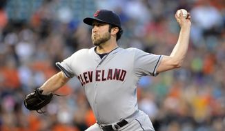 Cleveland Indians starting pitcher T.J. House delivers a pitch during the third inning of a baseball game against the Baltimore Orioles, Friday, May 23, 2014, in Baltimore. (AP Photo/Nick Wass)