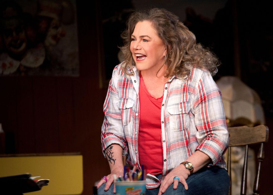 This image taken in May 2014 and made available by Jo Allan PR shows actors Kathleen Turner performing a scene from &amp;quot;Bakersfield Mist&amp;quot; in a London theatre. The 59-year-old actress, whose career stretches from 1980s movie hits to Tony-nominated stage roles, does not like being pigeonholed. Cast early on as a sex symbol, even in animated form, she&#39;s long refused to be stuck with the limited parts Hollywood provides for women over 40. But she knows it&#39;s a strategy that brings risks. (AP Photo/Simon Annand, Jo Allan PR)