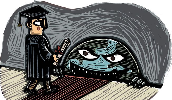 Illustration on the world facing college graduates by William Brown/Tribune Content Agency