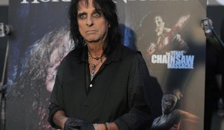 FILE - In this Sept. 21, 2012 file photo, Alice Cooper poses at the Eyegore Awards at Universal Studios Hollywood in Los Angeles. Cooper, currently on his Raise the Dead tour and joins Motley Crue on their final tour in July 2014, feels that many of the contemporary male artists lack the glamour and over-the-top theatricality of being a rock star. “Shakira, Rihanna, Katy Perry, Lady Gaga, it seems like all the girls decided to do it big these days.” (Photo by Chris Pizzello/Invision/AP, file)