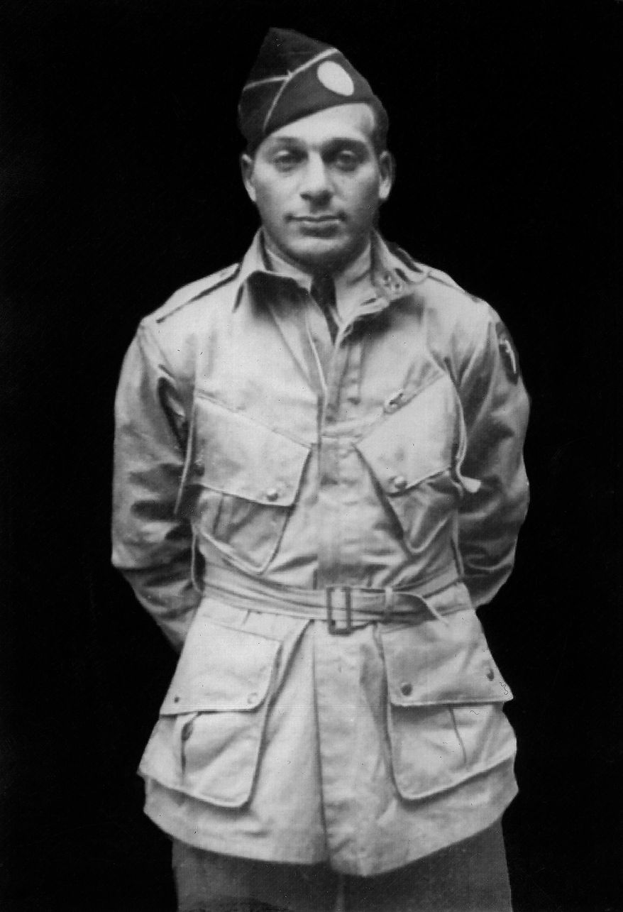ADVANCE FOR USE SUNDAY, JUNE 1, 2014, AND THEREAFTER - This 1940s era photo provided by Beth J. Harpaz shows her father, David Jackendoff, in uniform. Jackendoff parachuted into Normandy with the 101st Airborne on D-Day, June 6, 1944. Though he died in 1993, wartime radio interviews with him and a TV interviewer on the 40th anniversary of D-Day preserved his stories. (AP Photo/Courtesy of Beth J. Harpaz)