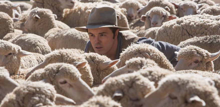This image released by Universal Pictures shows Seth MacFarlane in a scene from "A Million Ways to Die in the West." (AP Photo/Universal Pictures)