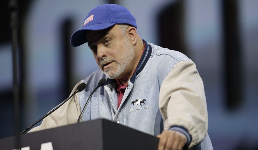 Radio host Mark Levin speaks during the leadership forum at the National Rifle Association&#39;s annual convention  in Indianapolis on April 25, 2014. (Associated Press) **FILE** 