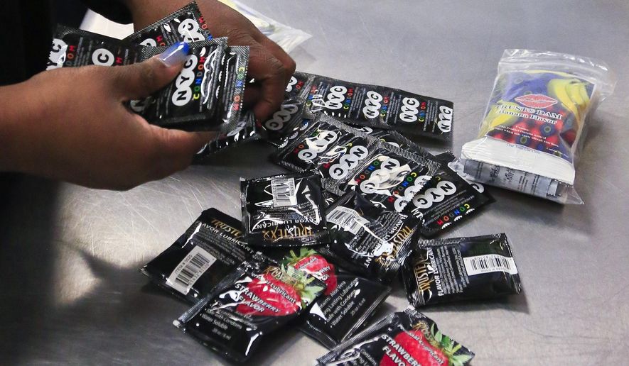 Condoms for free in-school distribution are shown in this undated file photo. (AP Photo/Bebeto Matthews, File) **FILE**