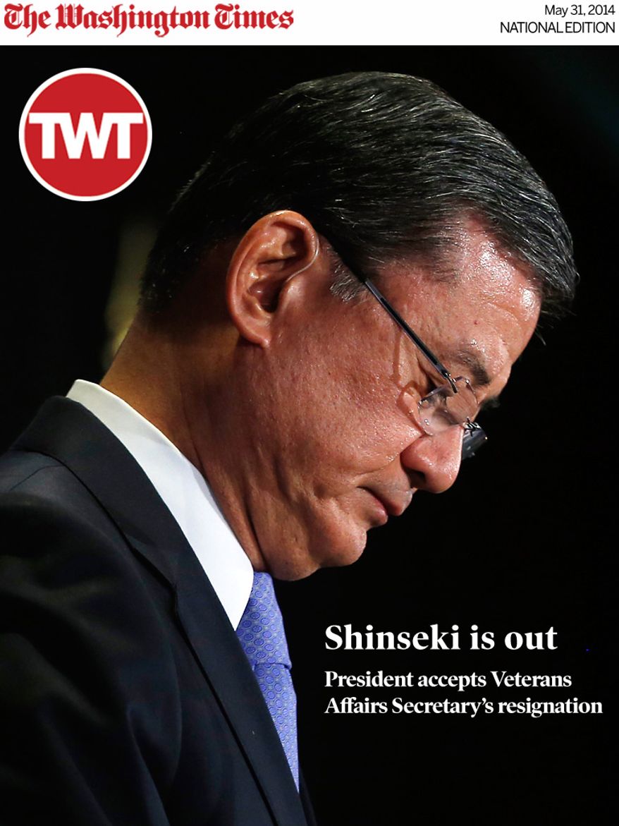 National Edition News cover for May 31, 2014 - Eric Shinseki is out! Obama sacks Veterans Affairs Secretary: Secretary of Veterans Affairs Eric Shinseki speaks at a meeting of the National Coalition for Homeless Veterans in Washington, Friday, May 30, 2014. Shinseki faces calls to resign from both Republicans and Democrats in Congress because of an escalating scandal about problems in the VA's nationwide health care system. (AP Photo/Charles Dharapak)