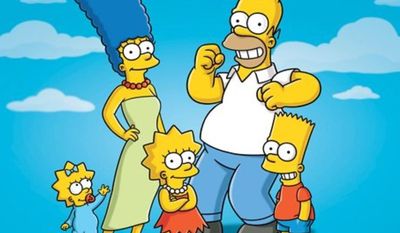 ** FILE ** In this undated publicity photo released by Fox, characters from the animated series, &quot;The Simpsons,&quot; from left, Maggie, Marge, Lisa, Homer and Bart, are shown. (AP Photo/Fox)