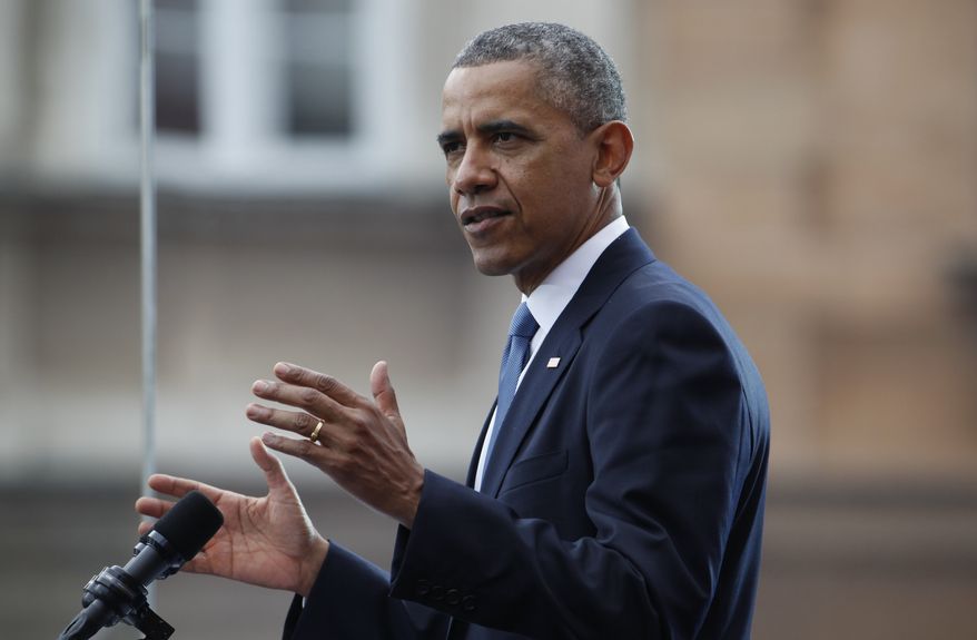 U.S. President Barack Obama speaks at the 25th anniversary celebrations of Poland's first free elections led by the Solidarity movement at the Royal Square in Warsaw, Poland, Wednesday, June 4, 2014. (AP Photo/Charles Dharapak)