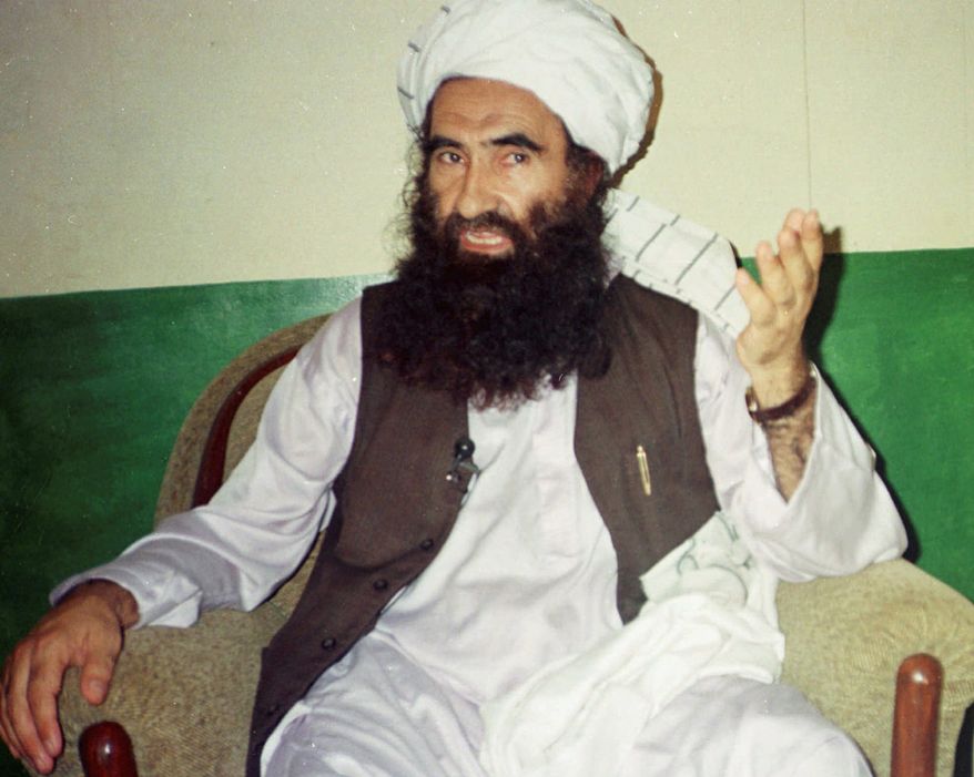 Leader: Jalaluddin Haqqani and his son control 10,000 fighters, training bases and religious schools for children in Pakistan. Haqqani militants who cross into Afghanistan are responsible for many of the brutal killings of Americans. (Associated Press)