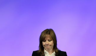 General Motors CEO Mary Barra addresses employees at the automaker&#39;s vehicle engineering center in Warren, Mich., Thursday, June 5, 2014. Barra said 15 employees have been fired and five others have been disciplined over the company&#39;s failure to disclose a defect with ignition switches that is now linked to at least 13 deaths. (AP Photo/Carlos Osorio)