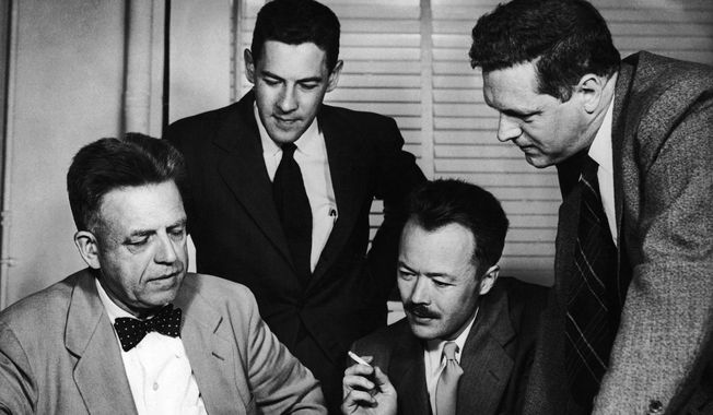 Alfred Kinsey, seated left, with his main co-authors of &quot;Sexual Behavior in the Human Female&quot; at the Kinsey Institute&#x27;s headquarters at Indiana University in 1953. (AP Photo)