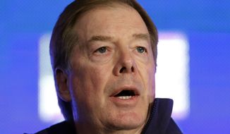 U.S. Olympic Committee Chairman Larry Probst speaks with reporters during a news conference Tuesday, Oct. 1, 2013, in Park City, Utah. (AP Photo/Rick Bowmer)