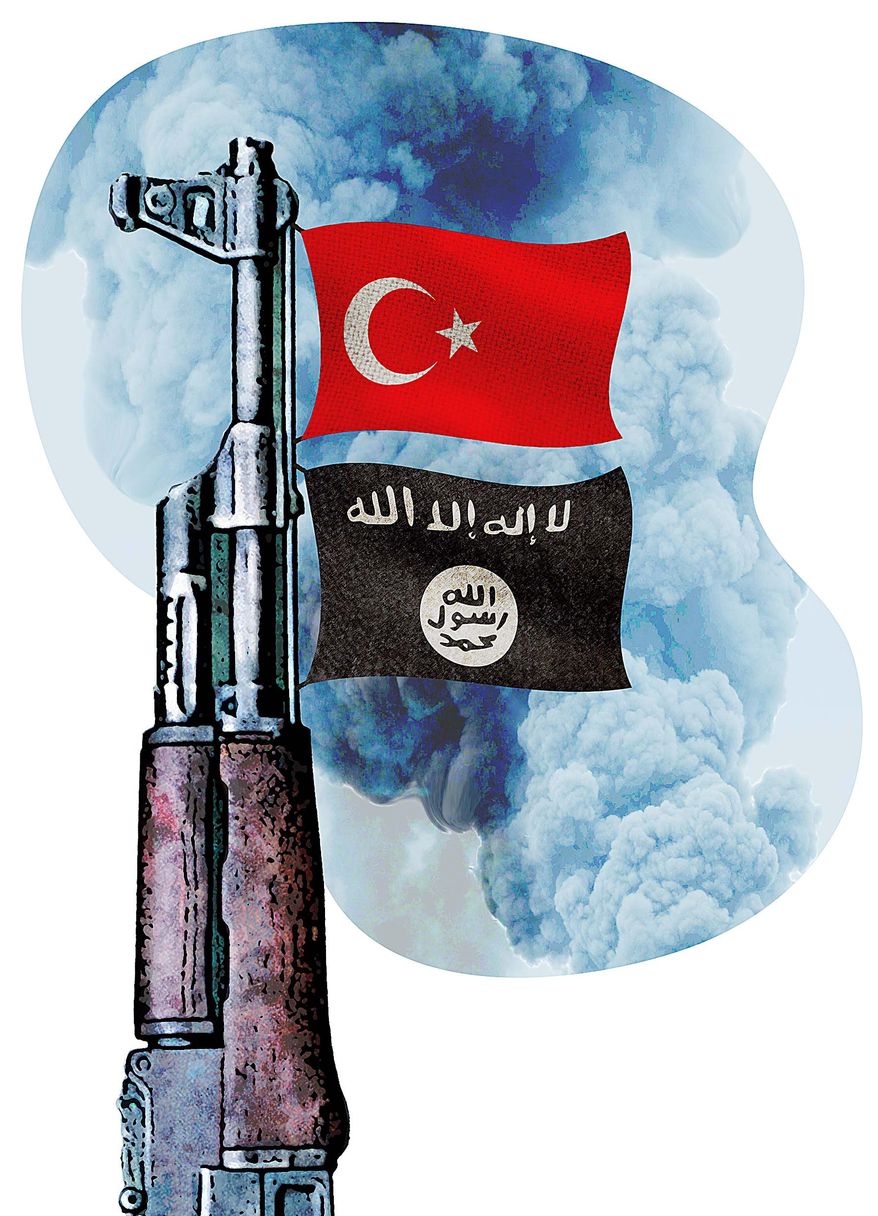Turkey support for ISIS Illustration by Greg Groesch/The Washington Times