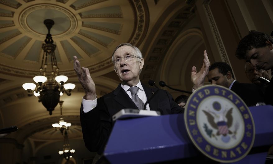 Senate Majority Leader Harry Reid of Nevada speaks to reporters on Capitol Hill in Washington, Tuesday, June 17, 2014, after a Democratic caucus meeting. (Associated Press)
