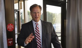 **FILE** Republican 7th District congressional candidate Dave Brat gives a statement prior to a Rotary Club breakfast in Richmond, Va., on June 17, 2014. Brat defeated House Majority Leader Eric Cantor in last week&#39;s Republican primary. (AP Photo/Steve Helber)