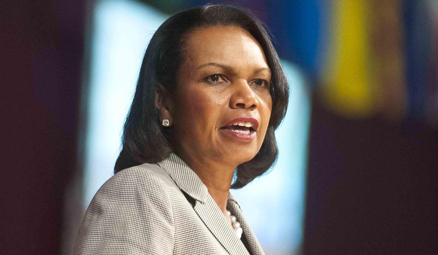 Former U.S. Secretary of State and National Security Adviser Condoleeza Rice speaks at Norwich University in Northfield, Vt., on Thursday, June 19, 2014. (AP Photo/Burlington Free Press, Glenn Russell) ** FILE **
