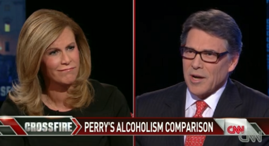 Texas Gov. Rick Perry is standing by recent comments he made comparing homosexuality to alcoholism. (CNN)