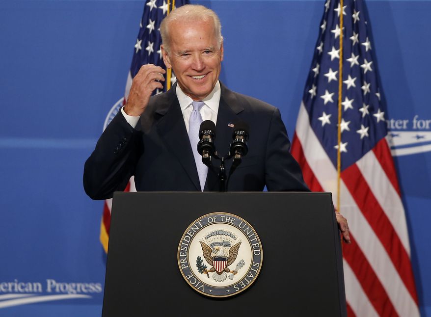 Vice President Joe Biden speaks at The White House Summit on Working Families, Monday, June 23, 2014, in Washington. The gathering, organized by the White House, Labor Department, and the Center for American Progress, highlights the challenges and offers solutions faced by working families in America. (AP Photo/Charles Dharapak)