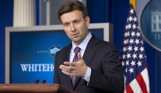 New White House press secretary Josh Earnest speaks to the media during his first briefing as press secretary, Monday, June 23, 2014, in the Brady Press Briefing Room of the White House in Washington. (AP Photo/Jacquelyn Martin)