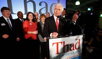 Sen. Thad Cochran, Mississippi Republican, narrowly defeated state Sen. Chris McDaniel in a runoff for his party&#39;s nomination to U.S. Senate. (Associated Press)