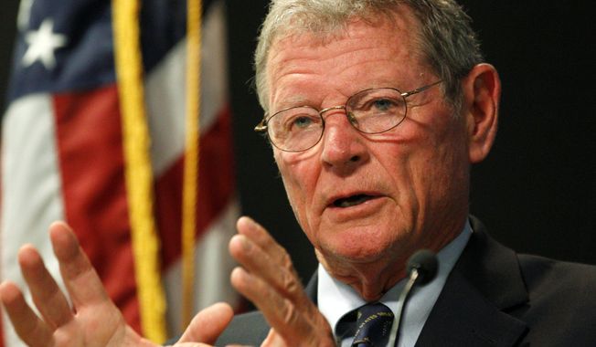 Sen. James M. Inhofe, Oklahoma Republican, said President Obama&#x27;s liberal spending on green initiatives is at the expense of a robust and ready U.S. military. He is looking for ways to change that. (Associated Press)