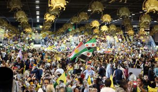 Exiled Iranians gathered in Villepinte, France, to listen to Maryam Rajavi, the leader of the National Council of Resistance of Iran. (Associated Press)