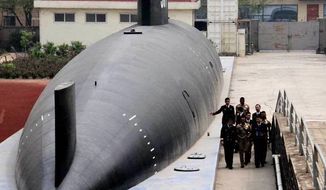 China shows a mock up of a next generation attack submarine at a military university. (International Assessment and Strategy Center)