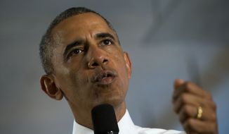 President Barack Obama speaks at 1776, a hub for tech startups, Thursday, July 3, 2014, in Washington. (AP Photo/Jacquelyn Martin)