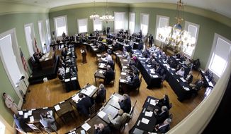 The House chamber at the Old State House in Little Rock, Arkansas. Republicans are hoping to use President Obama&#39;s unpopularity to propel them to victories at the state levels.  (AP Photo/Danny Johnston)