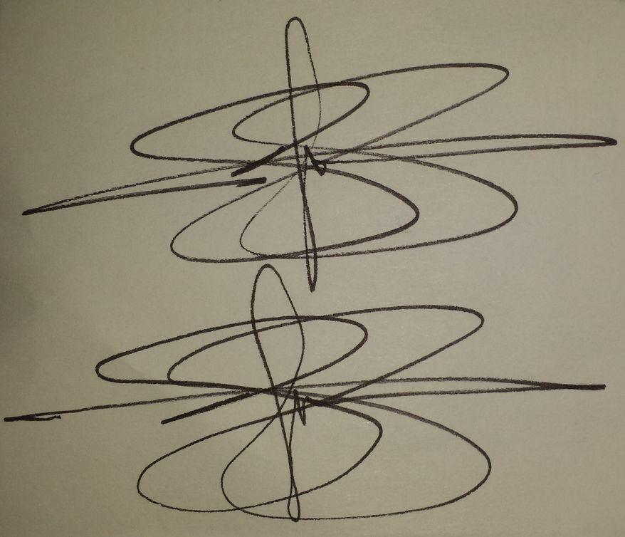 Autograph of Washington Nationals relief pitcher Drew Storen, who gets compliments from fans on his unique signature. (Zac Boyer/The Washington Times)