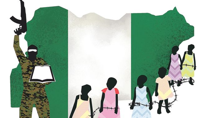 Illustration on the situation in Nigeria by Linas Garsys/The Washington Times