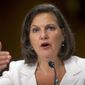 Assistant Secretary of State Victoria Nuland testifies on Capitol Hill in Washington, Wednesday, July 9, 2014, before the Senate Foreign Relations Committee hearing to examine Russia and developments in Ukraine.  (AP Photo/Pablo Martinez Monsivais)