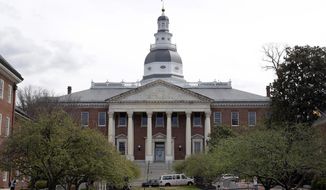 This April 8, 2014, file photo shows a general view of the Maryland State House in Annapolis. (AP Photo/Patrick Semansky) ** FILE **