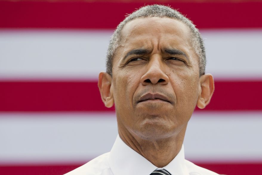 President Barack Obama pauses while speaking about the economy at the Turner-Fairbank Highway Research Center in McLean, Va., Tuesday, July 15, 2014. The first major donations to President Barack Obama's presidential library are rolling in from New York and Chicago, two cities that are competing vigorously to host the future library. Since launching in February, the Barack Obama Foundation has raised at least $850,000 from four major donors, the group said Tuesday. The foundation is voluntarily disclosing donations of more than $200, but only in broad dollar ranges. The nonprofit declined to say how much it has raised in total. (AP Photo/Jacquelyn Martin)