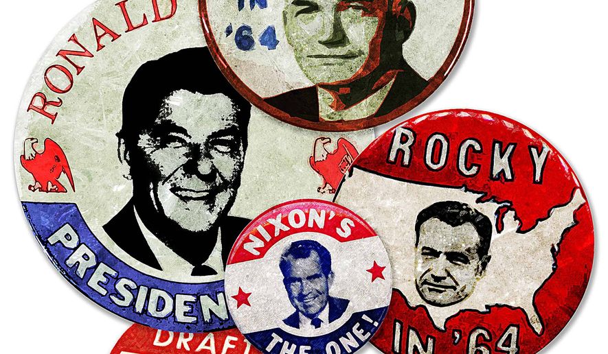 Campaign 1964 Buttons Illustration by Greg Groesch/The Washington Times