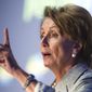 House Minority Leader Nancy Pelosi of Calif. speaks at the Generation Progress&#39;s annual Make Progress National Summit in Washington, Wednesday, July 16, 2014. The summit brings together progressive leaders and young people. (AP Photo/Cliff Owen) ** FILE ** 