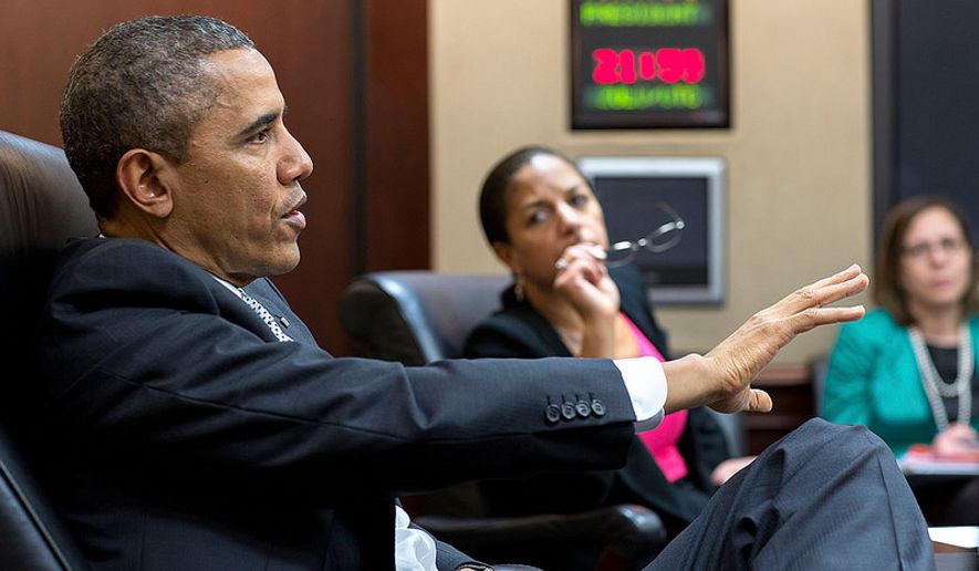 President Barack Obama meets with National Security Advisor Susan E. Rice and National Security Council staff in the Situation Room of the White House, April 3, 2014. (Official White House Photo by Pete Souza)